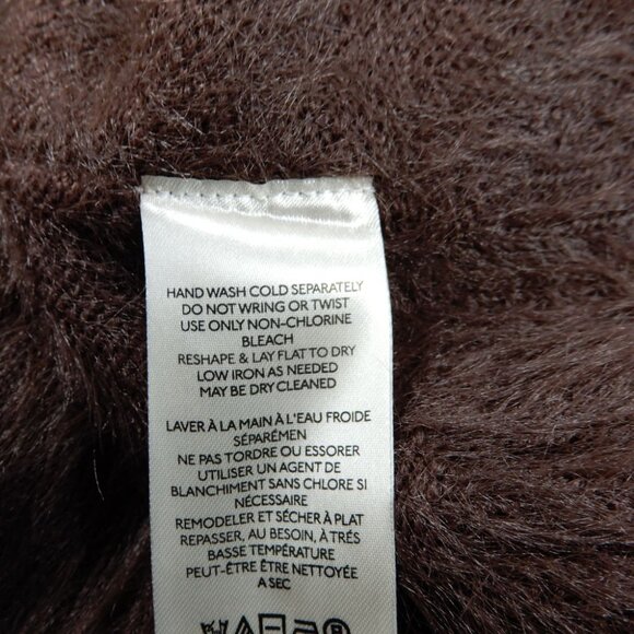 Free People Harrison Bunny Crew Fuzzy SWEATER Size L Mocha Brown Slouchy NEW - Picture 12 of 14